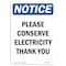 Signmission OSHA Notice, 5" Height, Please Conserve Electricity Thank You Sign, 5" X 3.5", Portrait OS-NS-D-35-V-17355 - alternate 1